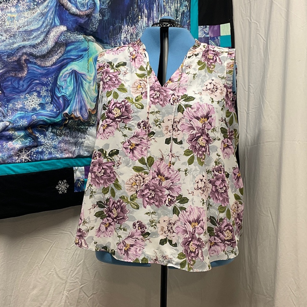 Torrid Purple Floral Sleeveless Blouse